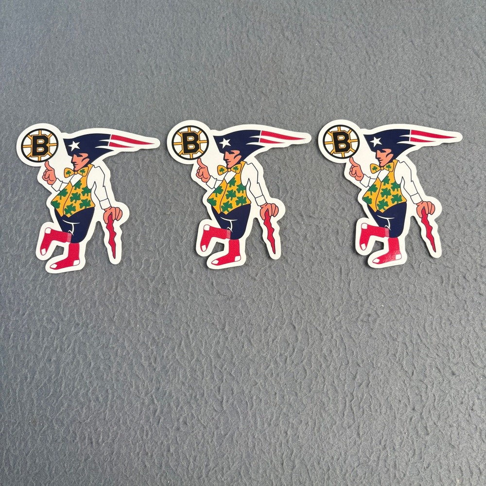 Boston Sports Mashup Stickers 3 Pack Patriots Bruins Celtics Red Sox Decals